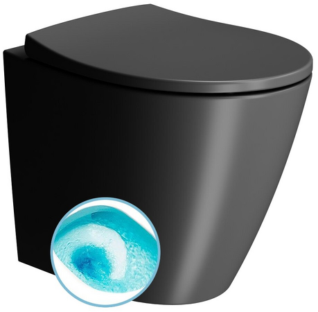 MODO WC mísa stojící, Swirlflush, 37x52cm, spodní/zadní odpad, černá dual-mat