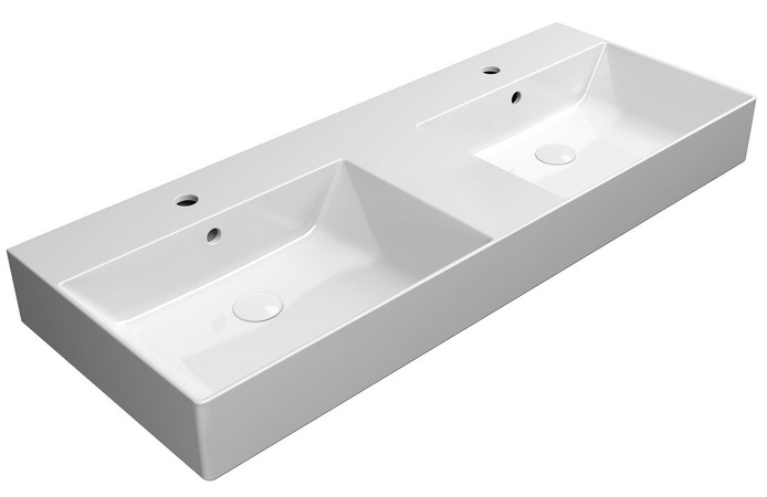 KUBE X keramické dvojumyvadlo 120x47cm, rektifikovaná verze, bílá ExtraGLaze