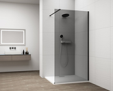 ESCA BLACK MATT jednodílná sprchová zástěna k instalaci ke stěně, kouřové sklo, 700 mm náhledová fotka produktu