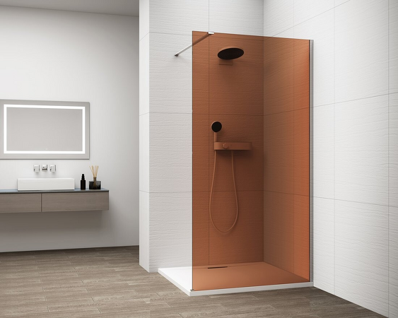 ESCA CHROME jednodílná sprchová zástěna k instalaci ke stěně, sklo Marron, 1100 mm