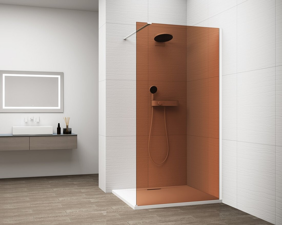 ESCA WHITE MATT jednodílná sprchová zástěna k instalaci ke stěně, sklo Marron, 1100 mm