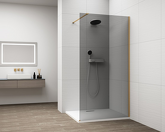 ESCA GOLD MATT jednodílná sprchová zástěna k instalaci ke stěně, kouřové sklo, 1500 mm náhledová fotka produktu