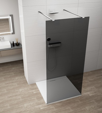 ESCA CHROME jednodílná sprchová zástěna do prostoru, kouřové sklo, 1200 mm