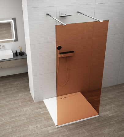 ESCA CHROME jednodílná sprchová zástěna do prostoru, sklo Marron, 1500 mm