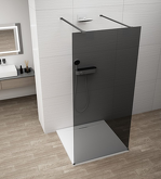 ESCA BLACK MATT jednodílná sprchová zástěna do prostoru, kouřové sklo, 1400 mm náhledová fotka produktu