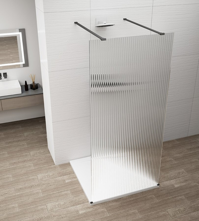 ESCA BLACK MATT jednodílná sprchová zástěna do prostoru, sklo Flute, 1100 mm