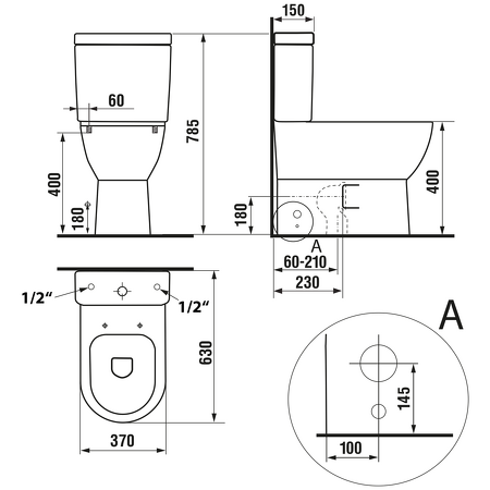 JALTA WC kombi, Rimless, s elektronickým bidetem CLEAN STAR, spodní/zadní odpad, bílá