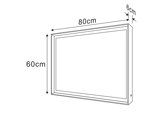 SORT zrcadlo s LED osvětlením 60x80cm, senzor, 2700-6500K, černá mat
