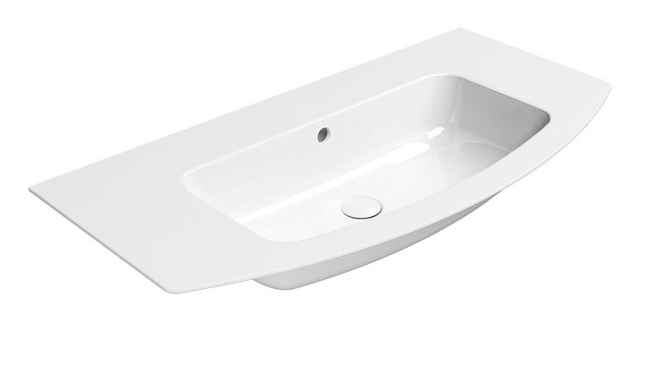 PURA keramické umyvadlo Slim oblé 102x52cm, broušená spodní hrana, bez otvoru, bílá ExtraGlaze