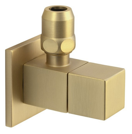Rohový ventil hranatý, 1/2"x 3/8", zlato mat