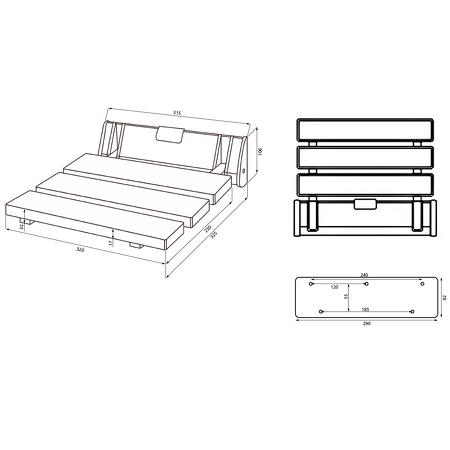 Sklopné sedátko do sprchového koutu 32x32,5cm, WPC, šedá