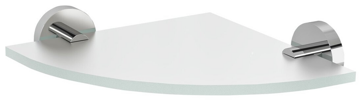 X-ROUND skleněná police rohová, čtvrtkruhová 200x200mm, chrom/mléčné sklo