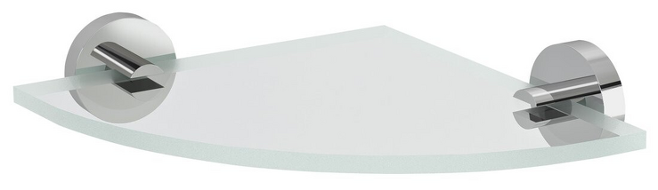 X-ROUND skleněná police rohová, čtvrtkruhová 200x200mm, chrom/čiré sklo