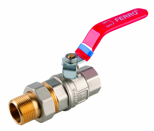 Kulový plnoprůtočný kohout se šroubením, páka ŠM 1/2"