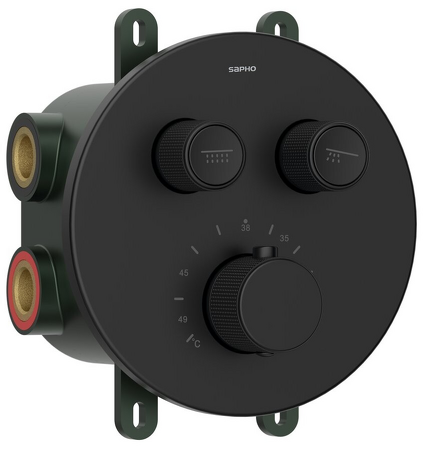 SMART SELECT podomítková sprchová termostatická baterie, box, 2 výstupy, černá mat