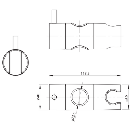 Držák pro sprchovou tyč 23mm, ABS/chrom