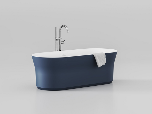 Vana Ypsilon 180x80, volně stojící, Deepsea Blue/bílá, krytka přepadu a odtoku bílá
