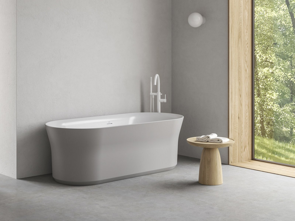 Vana Ypsilon 180x80, volně stojící, Smoke Grey/bílá, krytka přepadu a odtoku bílá