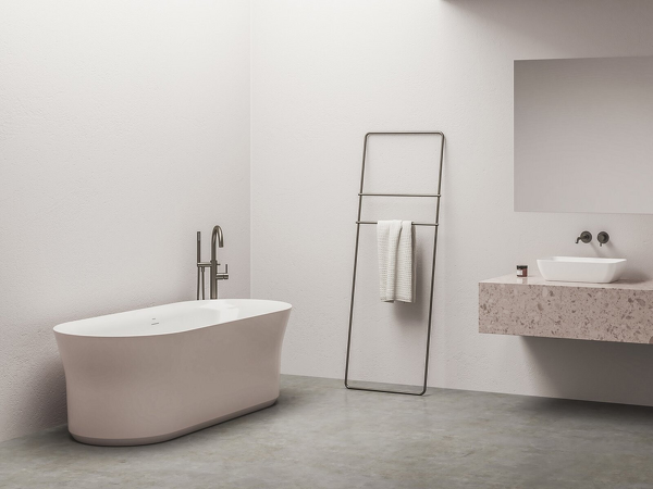 Vana Ypsilon 180x80, volně stojící, Alabaster Pink/bílá, krytka přepadu a odtoku bílá