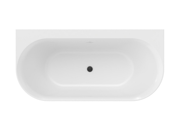 Vana Ypsilon Wall 178x86, volně stojící, Smoke Grey/bílá, krytka přepadu a odtoku bílá