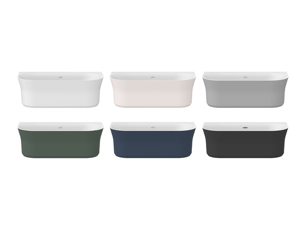 Vana Ypsilon Wall 178x86, volně stojící, Smoke Grey/bílá, krytka přepadu a odtoku bílá