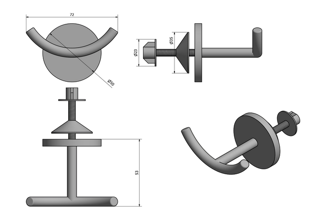Dvojháček pro rovná a oblá otopná tělesa, černá mat
