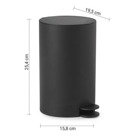 SHARON odpadkový koš 3l, plast ABS, černá