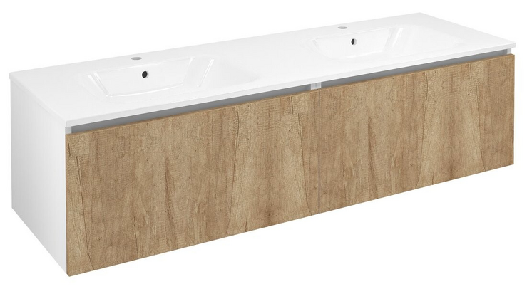 LOREA skříňka s dvojumyvadlem 181x46x51,5cm (90+90cm), dub alabama/bílá mat