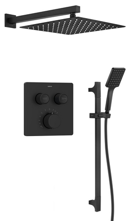 SMART SELECT podomítkový sprchový set s termostatickou baterií, 2 výstupy, posuvný držák sprchy, černá mat