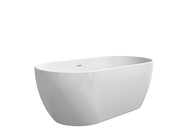 Vana FREEDOM O 169x80 snowwhite, krytka přepadu a odtoku chrom