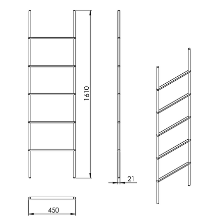 KENTA sušák ručníků na opření 450x1610x21mm, černá/bambus