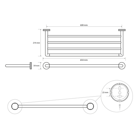 LARISSA polička na ručníky 600mm, chrom