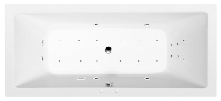 KRYSTA hydromasážní vana, 180x70x39cm, Attraction Hydro-Air, chrom