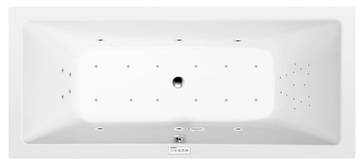 KRYSTA hydromasážní vana, 180x80x39cm, Highline Hydro-Air, chrom