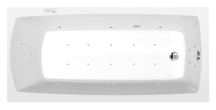 LILY hydromasážní vana, 150x70x39cm, Highline Hydro-Air, chrom