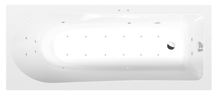 LISA hydromasážní vana, 170x70x47cm, Active Hydro-Air, chrom