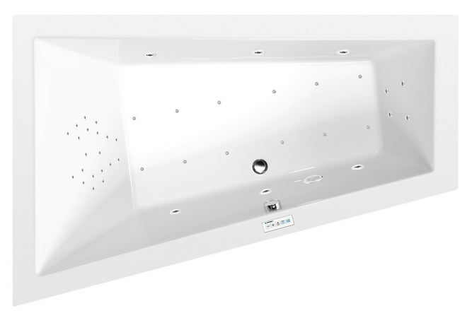 TRIANGL L hydromasážní vana, 180x120x50cm, Highline Hydro-Air, chrom