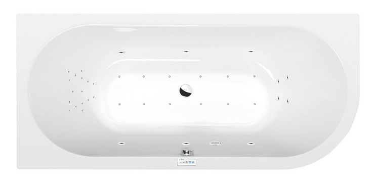 VIVA L hydromasážní vana, 185x80x47cm, Highline Hydro-Air, chrom