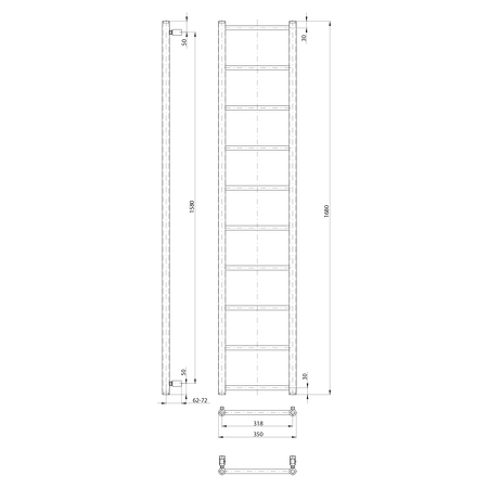 DINA otopné těleso 350x1680mm, bílá