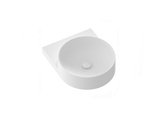 Umyvadlo Yard 40, bez otvoru pro baterii, bez přepadu, bílá matná