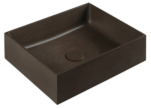 FORMIGO betonové umyvadlo na desku, 47,5x36,5cm, tmavě hnědá