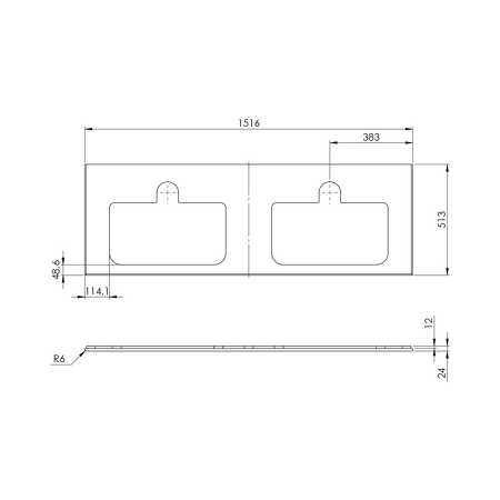 BRAHEA deska rockstone se 2 otvory 151,6x51,5cm, bílá mat
