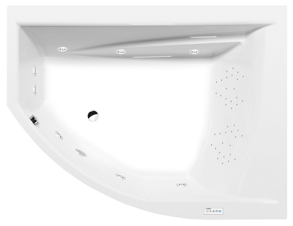 TANDEM R hydromasážní vana, 170x130x50cm, Highline Hydro, chrom