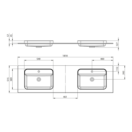 BRAHEA dvojumyvadlo 181x51,5cm (80+20+80cm), bílá mat