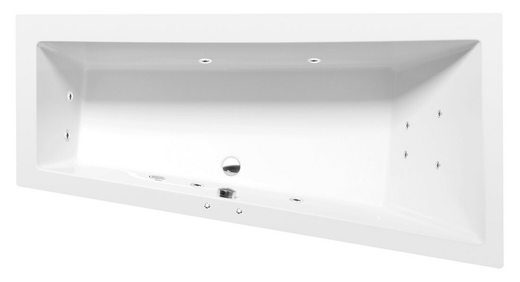 ANDRA R hydromasážní vana, 180x90x45cm, Active Hydro, chrom