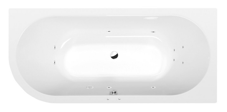 VIVA R hydromasážní vana, 185x80x47cm, Active Hydro, chrom