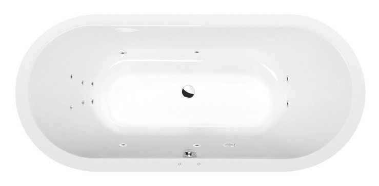 VIVA O hydromasážní vana, 185x80x47cm, Attraction Hydro, chrom