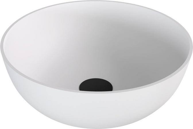 BANERA ROUND umyvadlo na desku, litý mramor, průměr 39cm, bílá mat