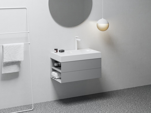 Umyvadlo Lite 80/60 L, s otvorem pro baterii, bez přepadu