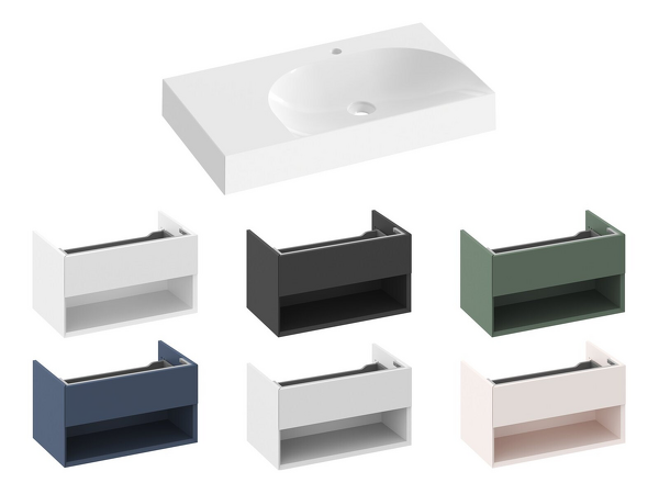 Umyvadlo Lite 80/60 L, s otvorem pro baterii, bez přepadu